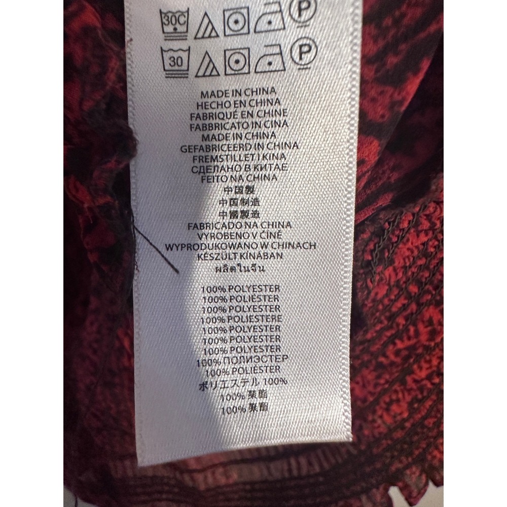 Michael Kors Blouse Long Sleeve Keyhole Red Black Print XL - Picture 4 of 5
